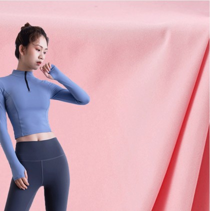 Mitong bird's eye pull frame 240g polyester ammonia horizontal strip mesh fabric spring and summer yoga clothes fitness clothes
