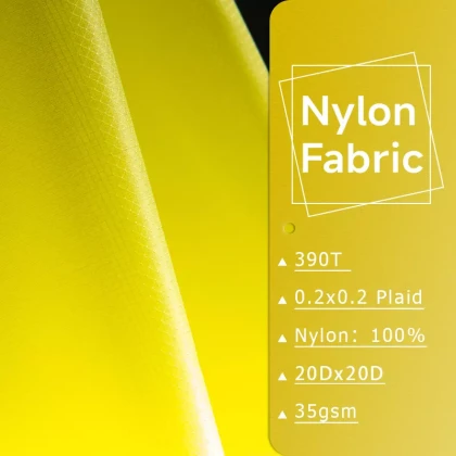 High Quality 390T Plaid 20Dx20D Wrinkle Resistant Waterproof 100% Nylon Fabric for Sun-proof Clothing