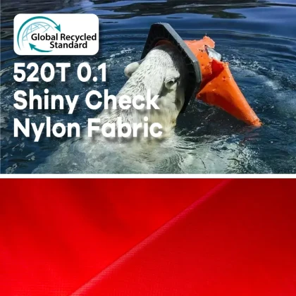Eco-friendly fabric 10D 520T Plaid Shiny Nylon Recycled Fabric