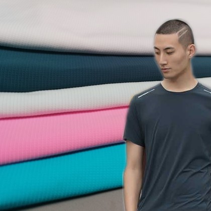 Ice silk water lattice fabric nylon elastic breathable mesh cloth 170g cool feeling T-shirt quick dry