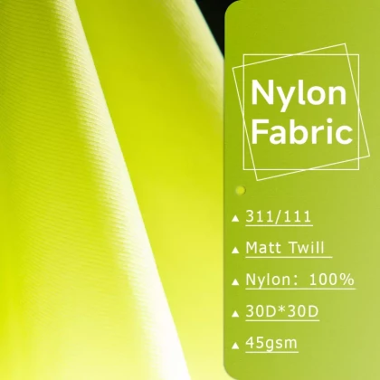 fabric Water Resist Crinkle 100%nylon Light Weight Down Proof Plain Woven Fabric 1/3 twill For Clothing