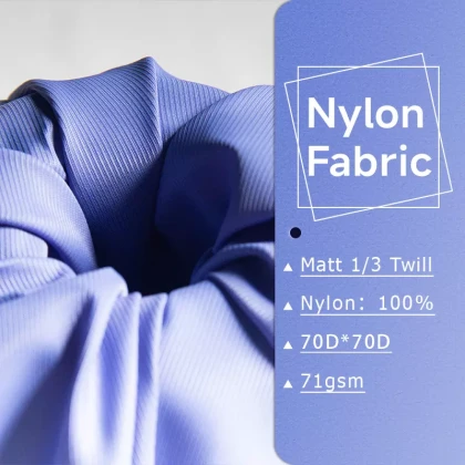 Free Sample Custom Fabric High Quality 70gsm 1/3 Twill Matt Nylon Fabric for clothes