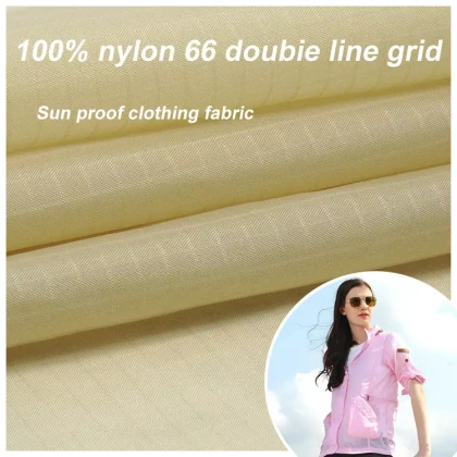 100% nylon 66 plaid ripstop waterproof high strength nylon 66 fabric for sunproof clothing