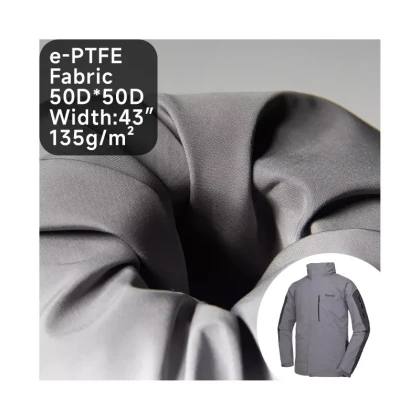 High Breathable Waterproof 50D pongee fabric ePTFE tricot 3 Layer soft shell waterproof outdoor fabric for clothing